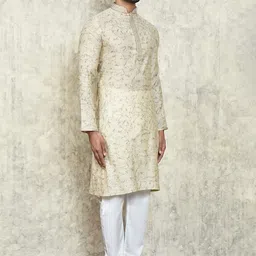 Arihant Rai Sinha Men Abstract Printed Thread Work Kurta with Pyjamas image 4
