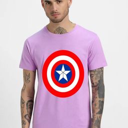HESHA Men Lavender Captain America Graphic Tee-image-85