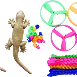 2 IN 1( 2 Pc Lizard + 10 Pc Throw and Catch Flying Wheel Toy) For Kids Gifts-6