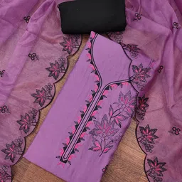 HERE&NOW Embroidered Pure Cotton Unstitched Dress Material-picture-26