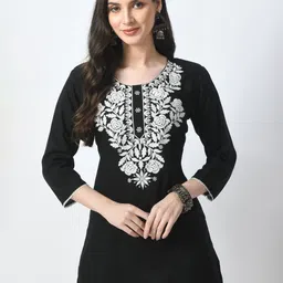 LIBOZA Floral Embroidered Chikankari Chikankari Kurti-picture-26