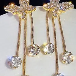 AKISON JEWELS Women White Cubic Zirconia Butterfly Earrings-image-73