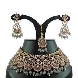 VATSALYA creation Alloy Gold- plated Grey Jewellery Set-27