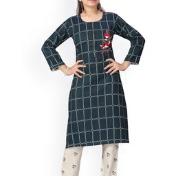 BAESD Girls Embroidered Regular Pure Cotton Kurta with Trousers-image-26
