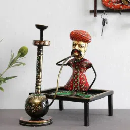 craft tree Metal Rural Man With Hukka Figurine-picture-6