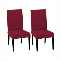 Lazi Set Of 2 Maroon Stretchable Dining Chair Covers-23