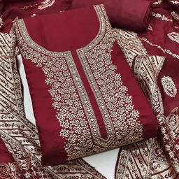 SYS Brand - Shop Your Style Floral Embroidered Sequinned Unstitched Dress Material-image-29