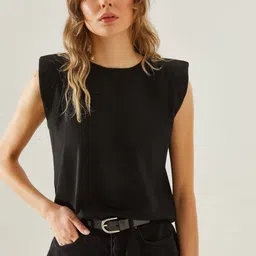 BIANCO LUCCI Women Solid Round Neck T-shirt-image-85