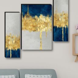 Livin'luxe Blue & Gold-Toned 3 Pieces Skyline Printed Wall Arts-picture-20