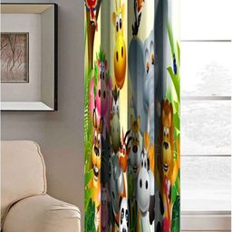 Aura White & Yellow Jungle Book Cartoon Printed Light Blocking Door Curtain-54