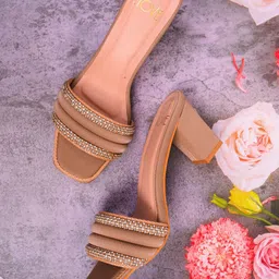 Jove Embellished PU Party Block Sandals-27