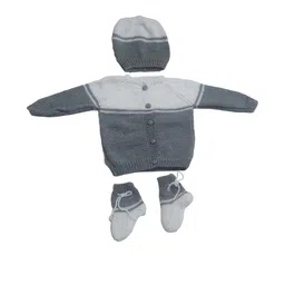 Cute Collection Knitted Woolen Sweater with Cap & Pair of Socks-95