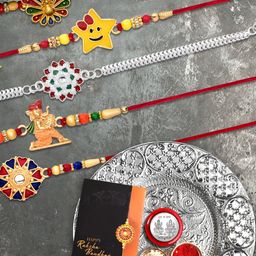 DeoDap Set Of 5 Rakhi & Pooja Thali-image-96