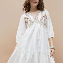 Colour Me by Melange Women Cotton A-Line Mini Dress-image-13