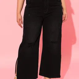 CURVY STREET Women Flared High-Rise Low Distress Jeans-image-10