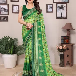 The Textile Hub Geometric Printed Saree With Unstitched Blouse Piece-picture-4