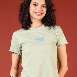 V-Mart Women Typography Applique T-shirt-picture-16