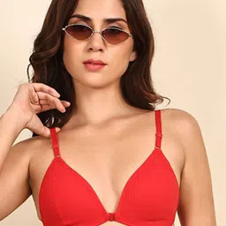 Quttos Women Medium Coverage Non-Wired Lightly Padded Seamless Plunge Bra-24