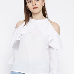 Moda Rapido Cold-Shoulder Ruffles Crepe Top-picture-36