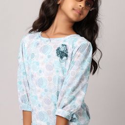 V-Mart Girls Printed Top with Trousers Clothing Set-image-41