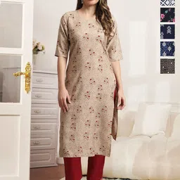 7Threads Women Pack Of 6 Floral Printed Floral Straight Kurta-image-95
