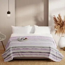 KOPA Grey & Lavender Striped Microfiber AC Room 150 GSM Double Bed Dohar-image-31