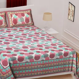 Texstylers Multicoloured Floral 180 TC Queen Bedsheet with 2 Pillow Covers-image-66