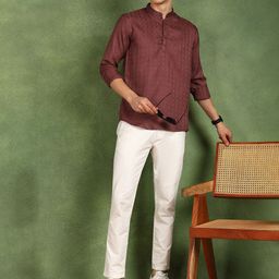 FUBAR Men Geometric Printed Daily Straight Short Kurta-image-86