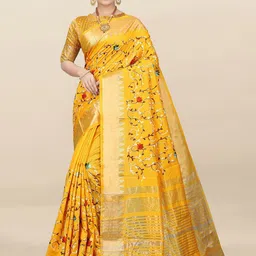 DIVASTRI Ethnic Motifs Embroidered Silk Cotton Saree-47