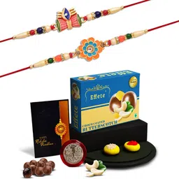 DeoDap Unisex 4 Pieces Beaded Rakhi Gift Set-image-69