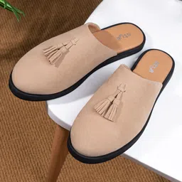 Styli Men Faux Suede Clogs with Tassel Detail-image-11