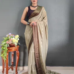 KALINI Zari Satin Ready to Wear Jamdani Saree-image-74