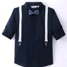 Mark & Mia Boys Pleated Cotton Casual Shirt With Suspender & Bow Detailing-image-35