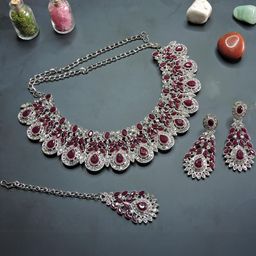 VATSALYA creation Alloy Maroon Jewellery Set-picture-9