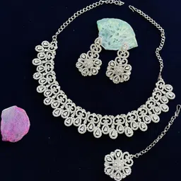 VATSALYA creation Alloy Gold- plated White Jewellery Set-picture-54