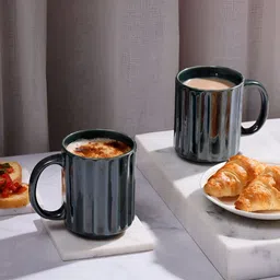 DULI Set Of 2 Green Textured Ceramic Glossy Cups for Tea and Coffee-12