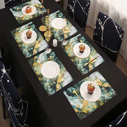 Aura 6 Pieces White & Green Printed Reusable PVC Table Placemats-29