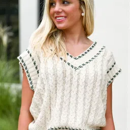 StyleCast Women Self design V - Neck Sweater Vest-98