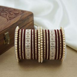 Wedding Chuda by Hitesh Bangles Set Of 26 Kundan-Studded Bangles-image-52