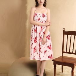 BAESD Floral Printed Smocked Details Fit & Flare Dress-image-96