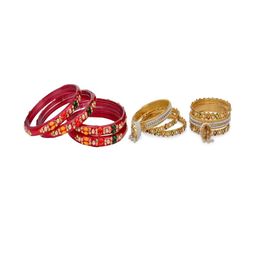 SOMIL Set Of 12 Artificial Stones and Beads Studded Glass Bangles-image-21