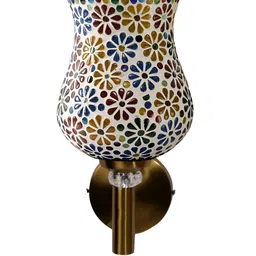 Devansh White & Blue Antique Wall Lamp With Mosaic Glass-image-57