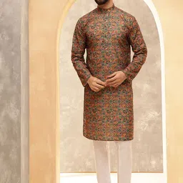 SOJANYA Men Printed Regular Kurta with Pyjamas-17