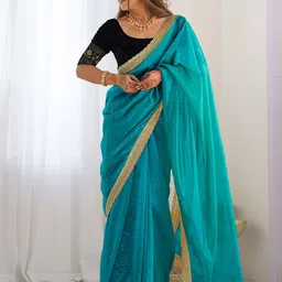DIVASTRI Embroidered Supernet Saree-picture-22