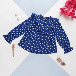 Purple United Kids Floral Print Ruffles Cotton Top-picture-19