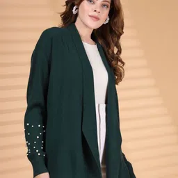 Juelle V-Neck Embellished Open Front Wool Shrug image 5