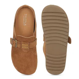 Truffle Collection Suede Flatform Sandals with Buckles image 3