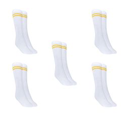 MUKHAKSH Pack of 5 Pairs Kids White Socks with Yellow Stripes Border Lining-picture-26