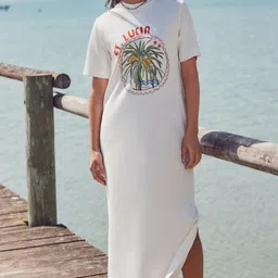 NEXT Graphic Printed Side Slit T-shirt Maxi Dress-picture-30