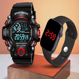 Hala Men Aluminium Printed Dial & Straps Digital Watch LED Red SSA-Square.-36